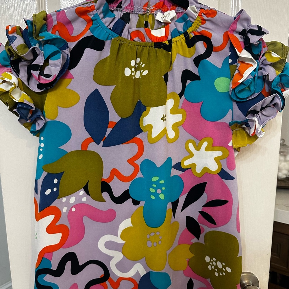 ODDY Colorful Floral Ruffle Sleeve Blouse
